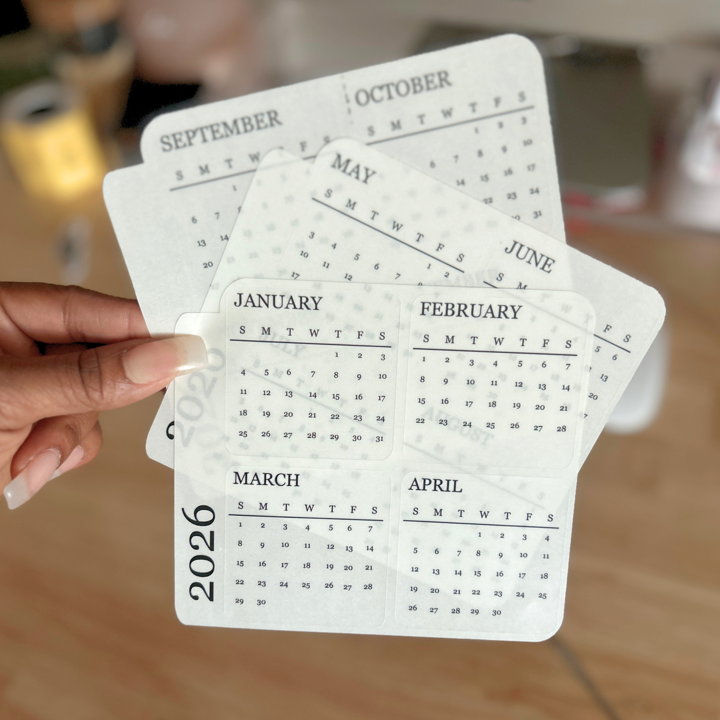Clear Monthly Planner Stickers – Month Labels Set