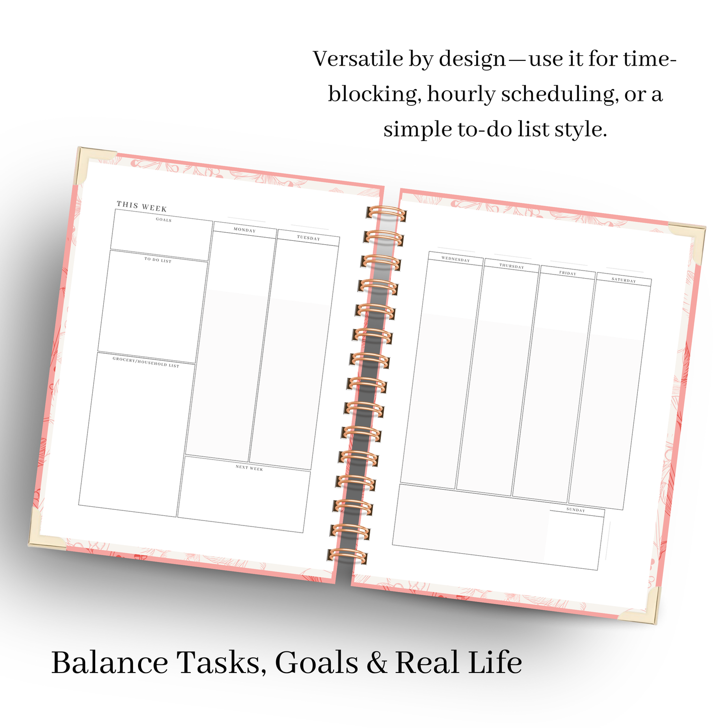 *Pre-Order* Peach Bloom | Undated Weekly Planner – Horizontal & Vertical Layouts