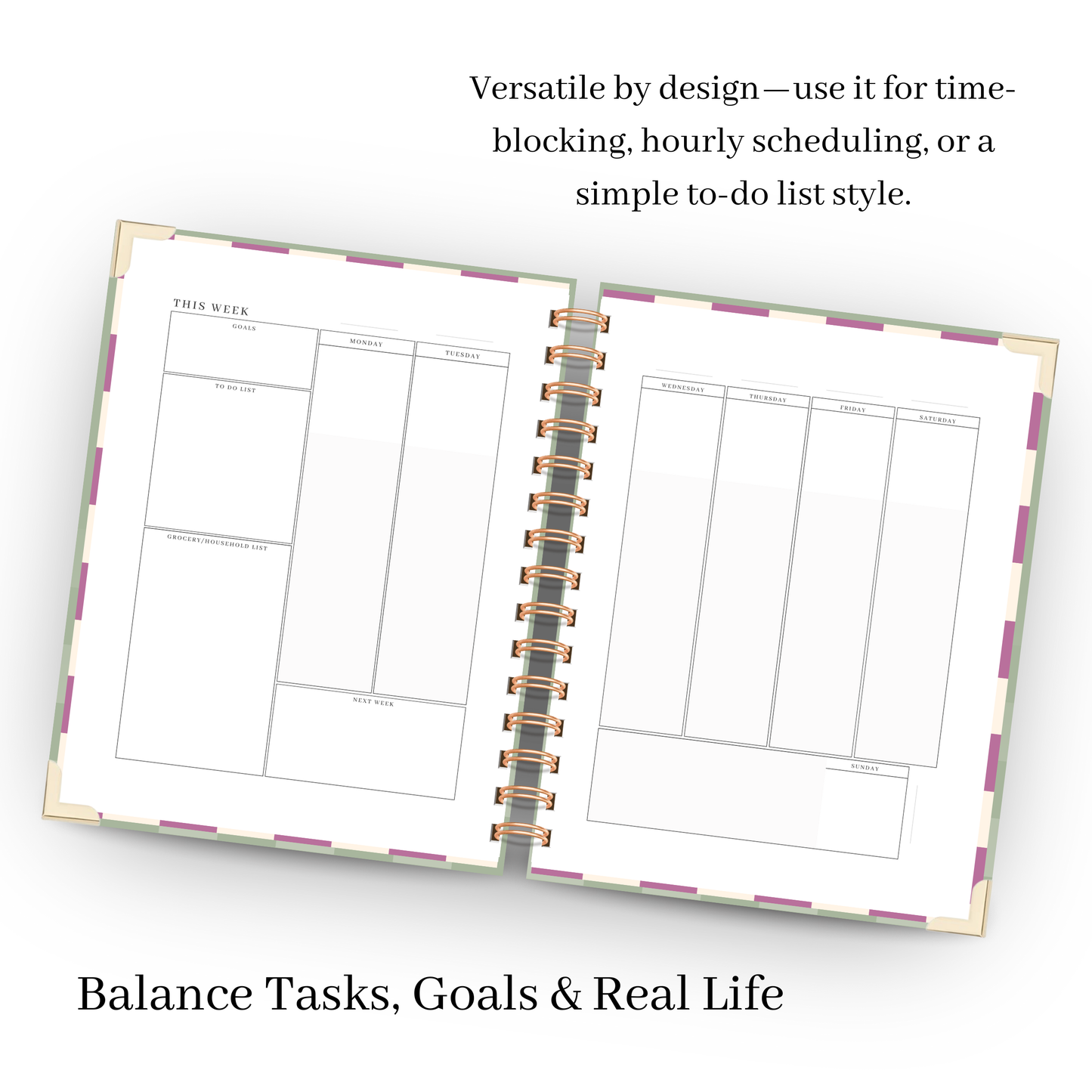 *Pre Order* Mint Check | Undated Weekly Planner – Horizontal & Vertical Layouts