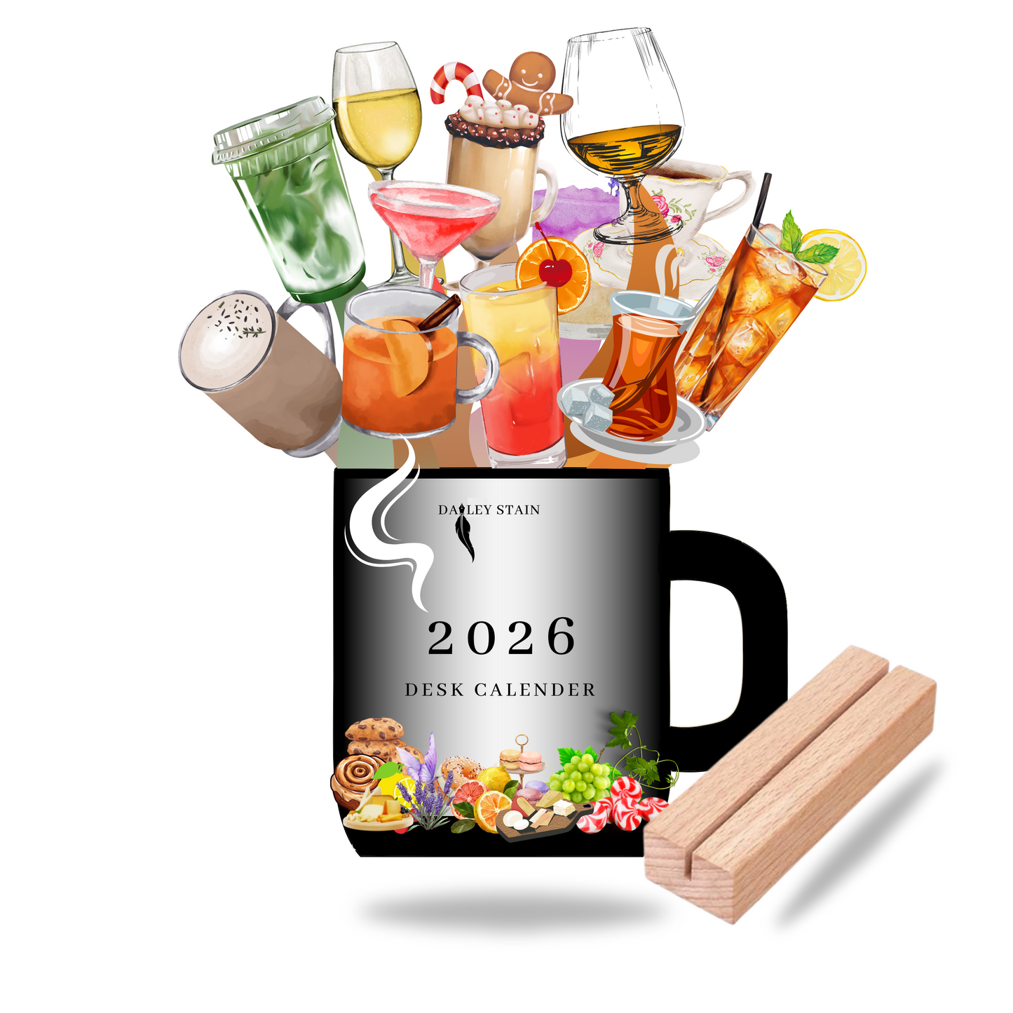 Sip & Seasons | Monthly Drink-Themed Desk Calendar | Fun & Stylish Monthly Cards