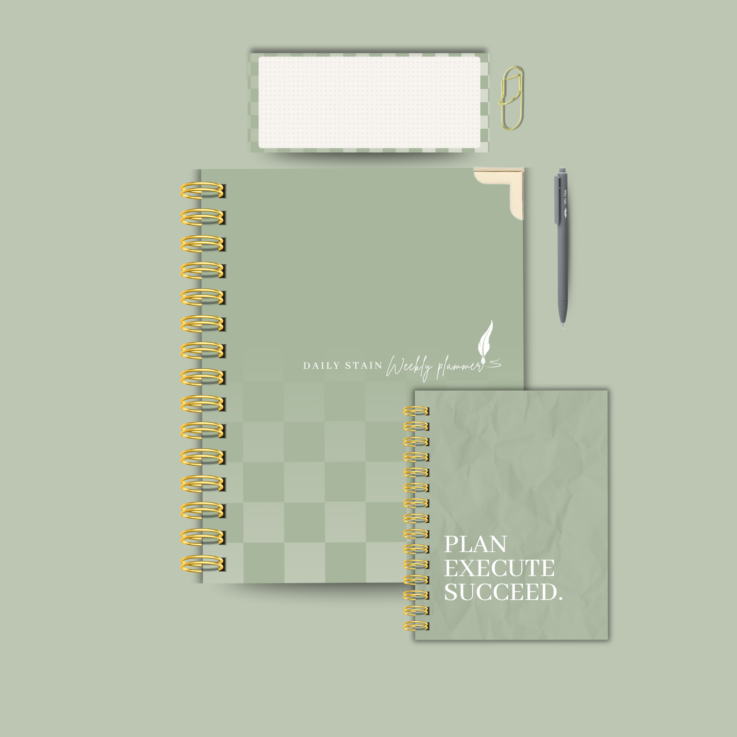 Mint | Planner Bundle Set – Undated Planner, Notebook, Notepad, Pen & Tabs