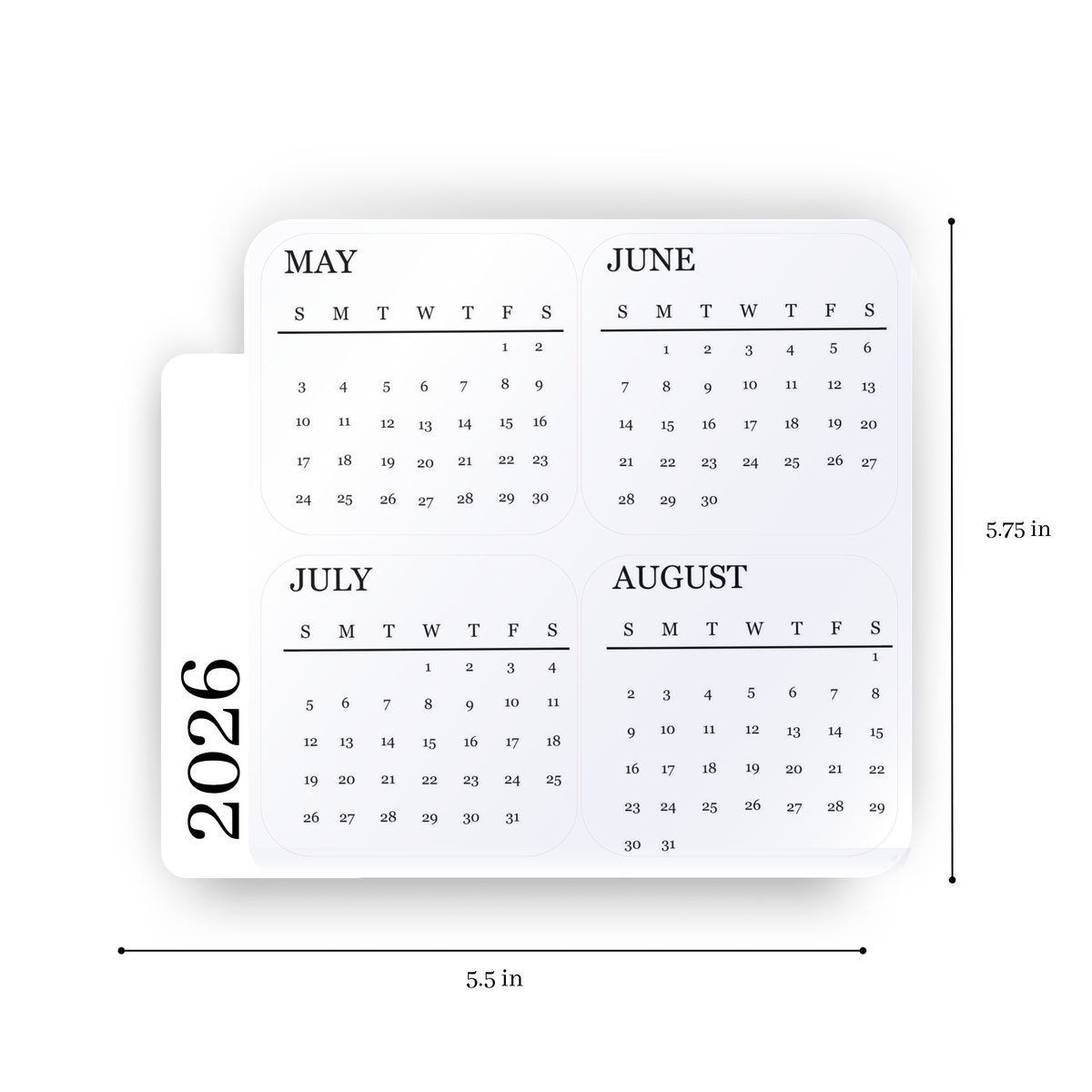 Clear Monthly Planner Stickers – Month Labels Set 2026
