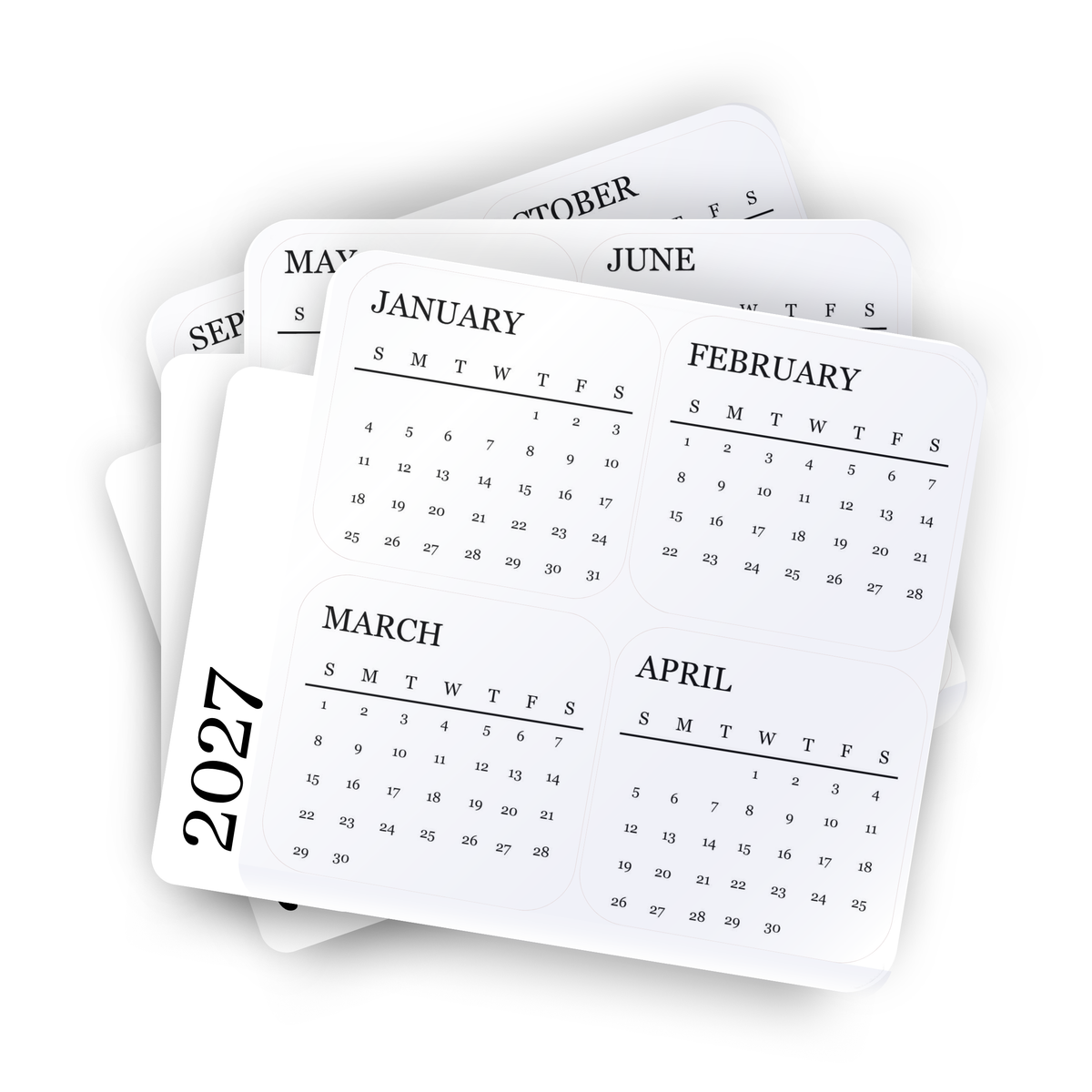 Clear Monthly Planner Stickers – Month Labels Set 2027