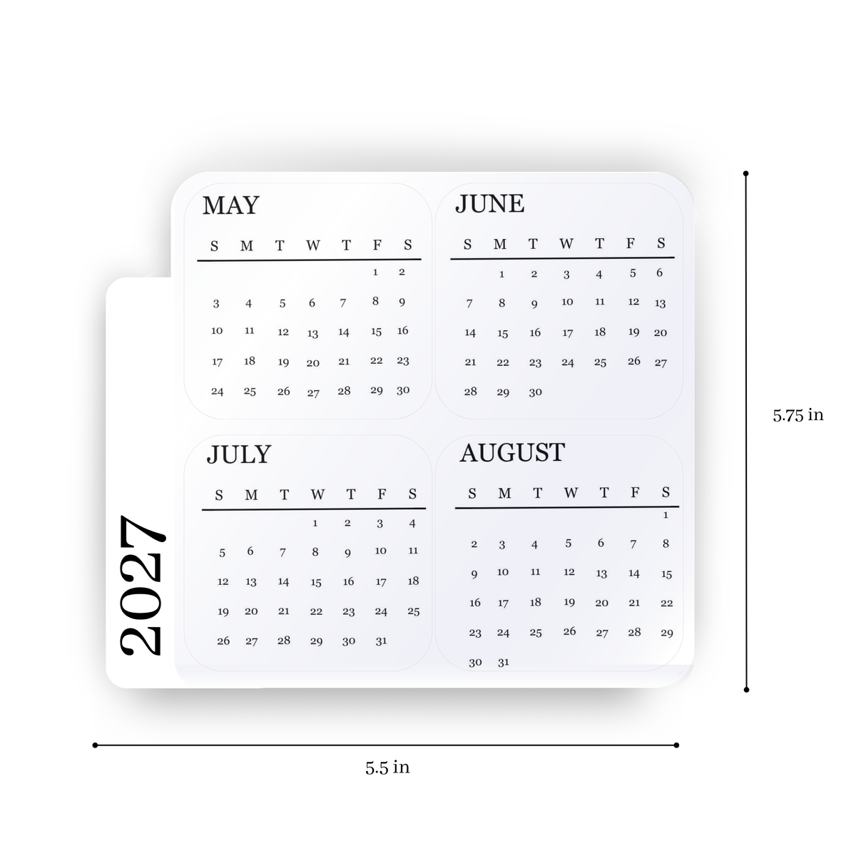Clear Monthly Planner Stickers – Month Labels Set 2027