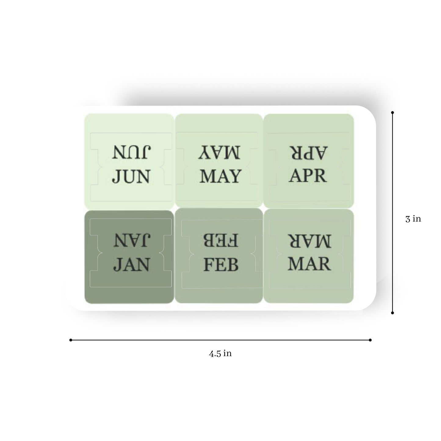 Green Ombre Monthly Tab Stickers | Planner Organization Made Easy
