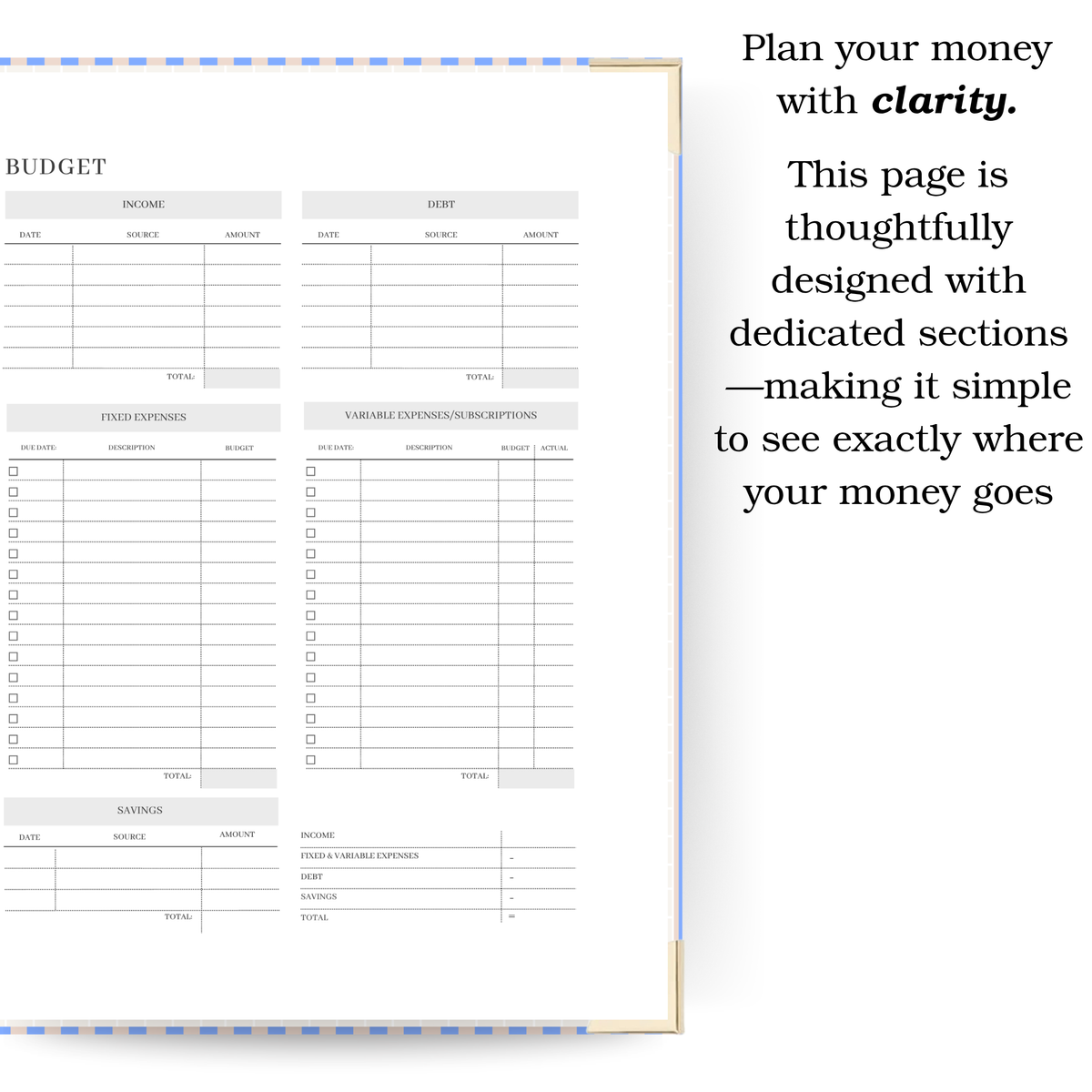 Coastal | Undated Weekly Planner – Horizontal & Vertical Layouts