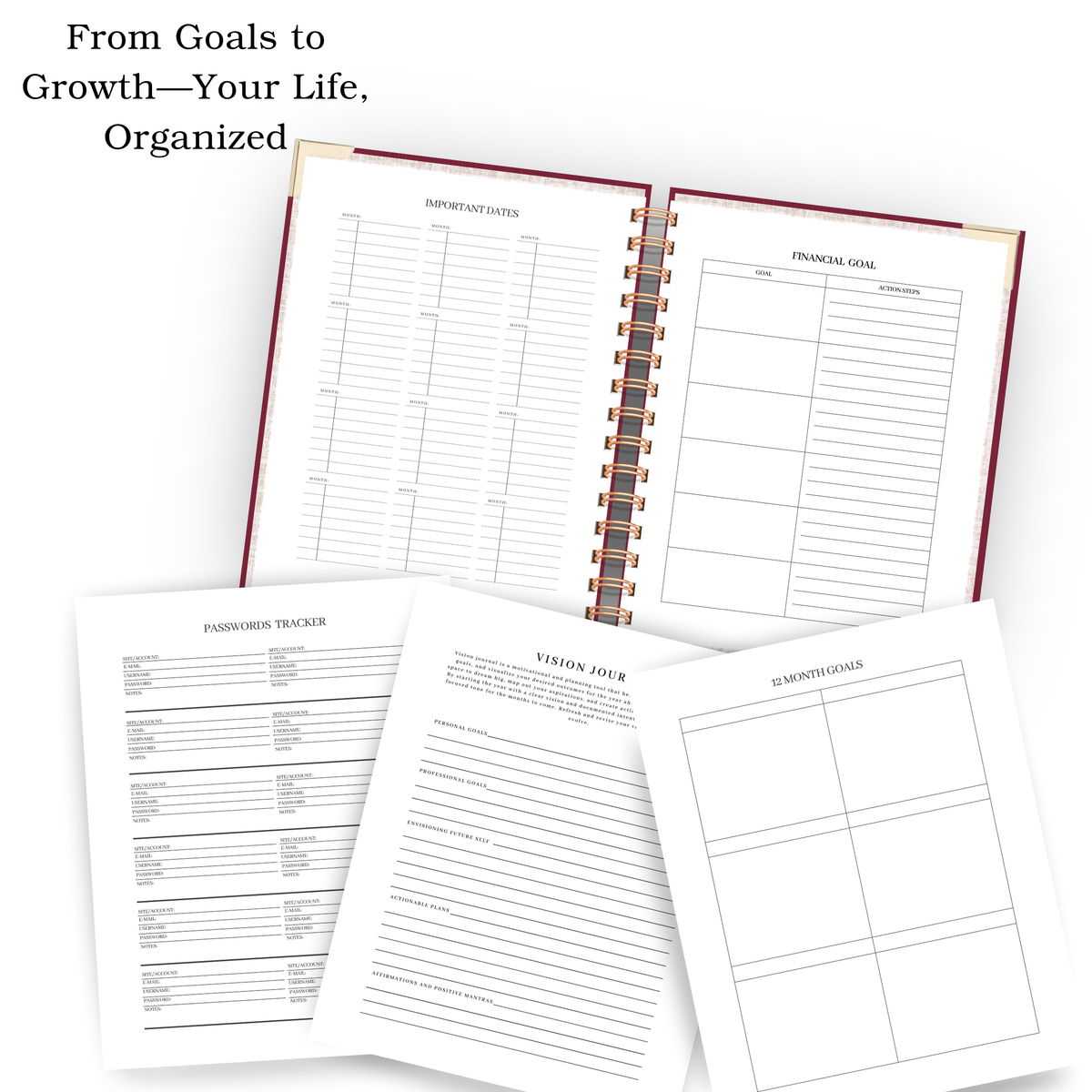 Merlot | Undated Weekly Planner – Horizontal & Vertical Layouts