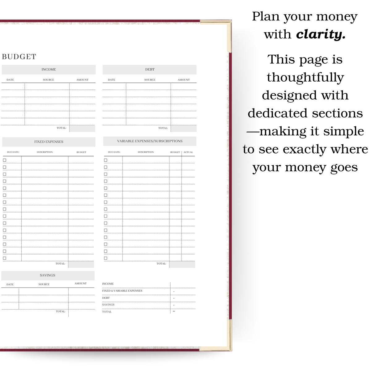 Merlot | Undated Weekly Planner – Horizontal & Vertical Layouts