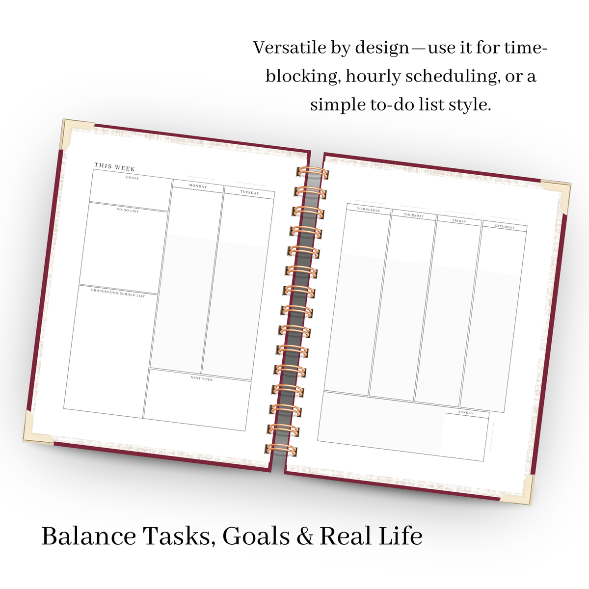 Merlot | Undated Weekly Planner – Horizontal & Vertical Layouts