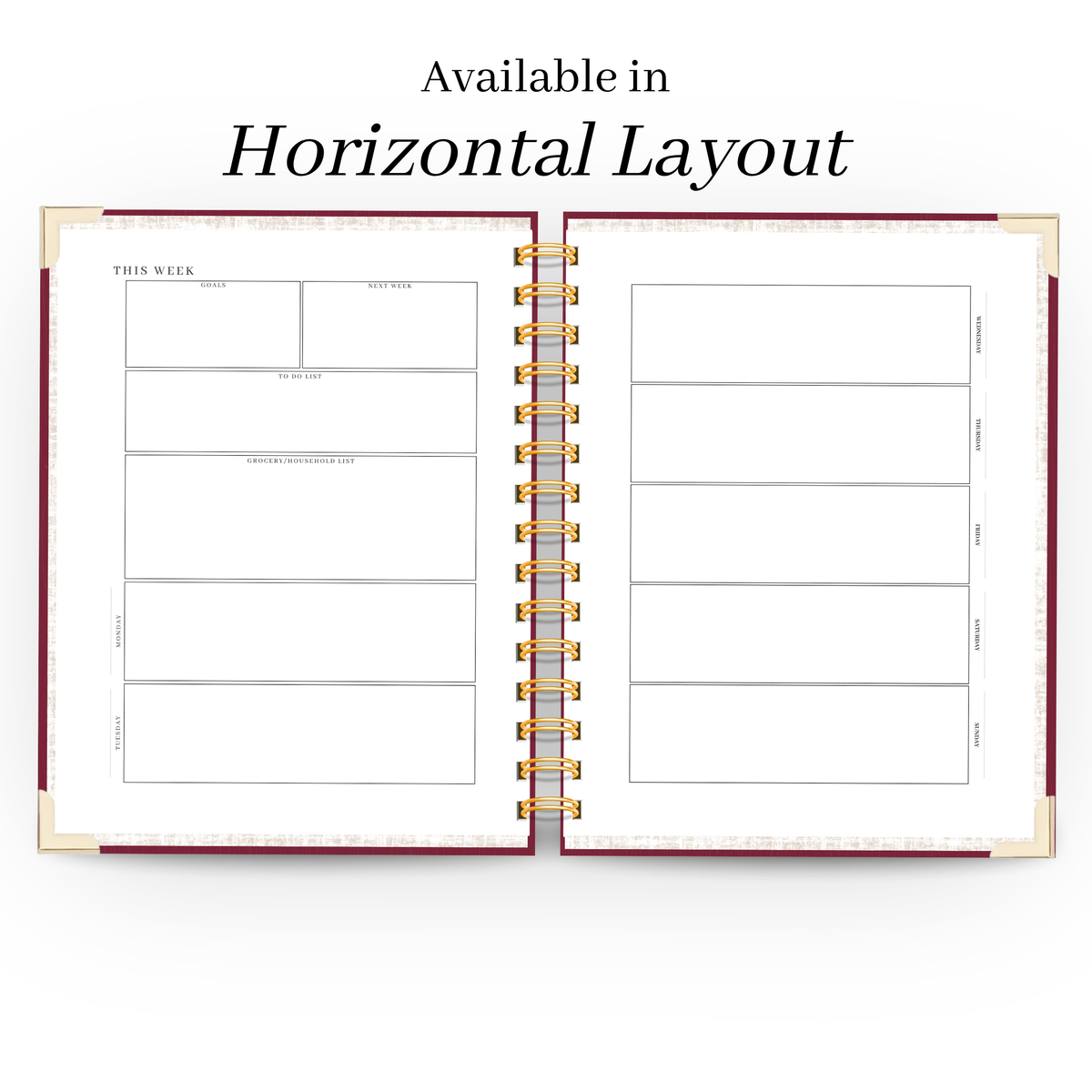 Merlot | Undated Weekly Planner – Horizontal & Vertical Layouts