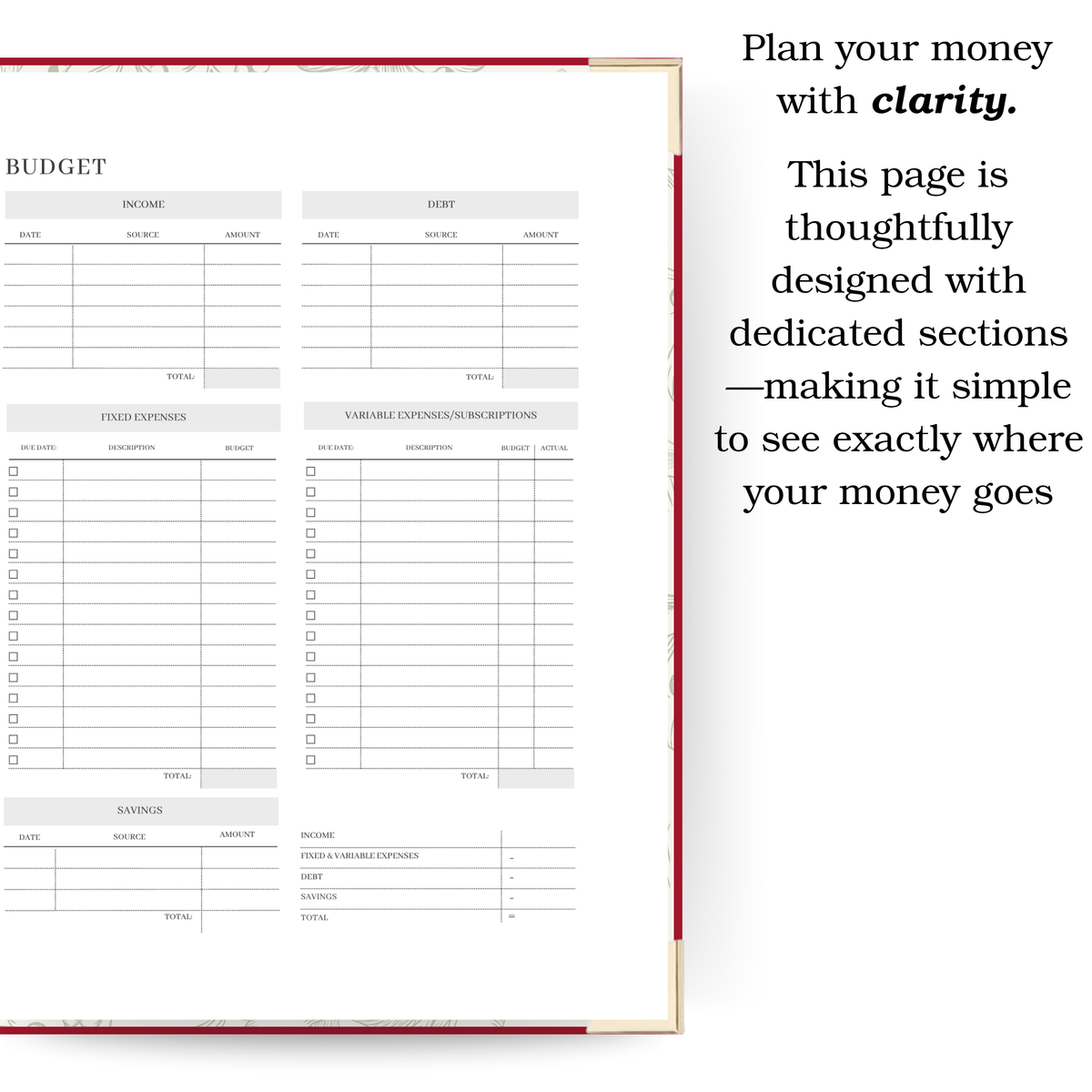 Botanical | Undated Weekly Planner – Horizontal & Vertical Layouts