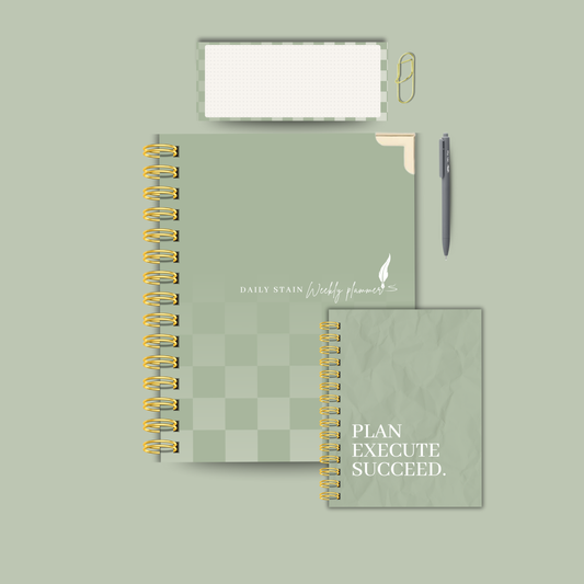 Mint | Planner Bundle Set – Undated Planner, Notebook, Notepad, Pen & Tabs