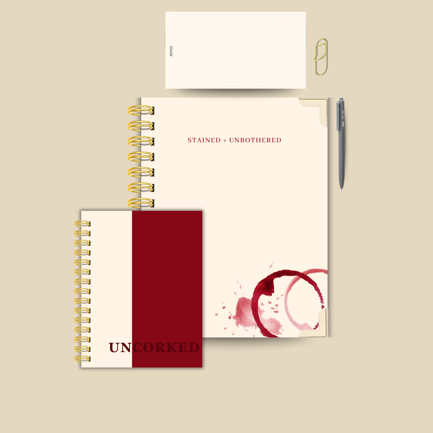 Stained & Uncorked | Planner Bundle Set – Undated Planner, Notebook, Notepad, Pen & Tabs